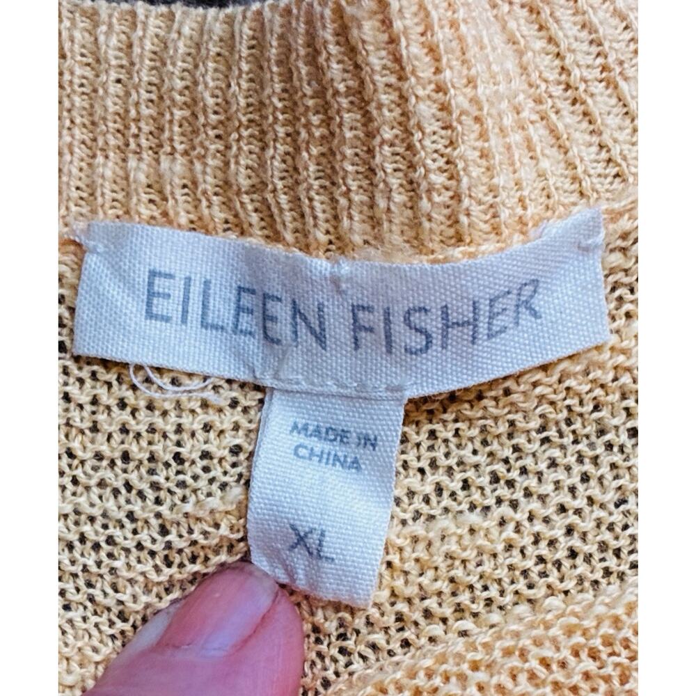 Eileen Fisher XL Linen Knit Sweater Butter Yellow Boat Neck High Low Hem Ovrszd - Picture 3 of 6